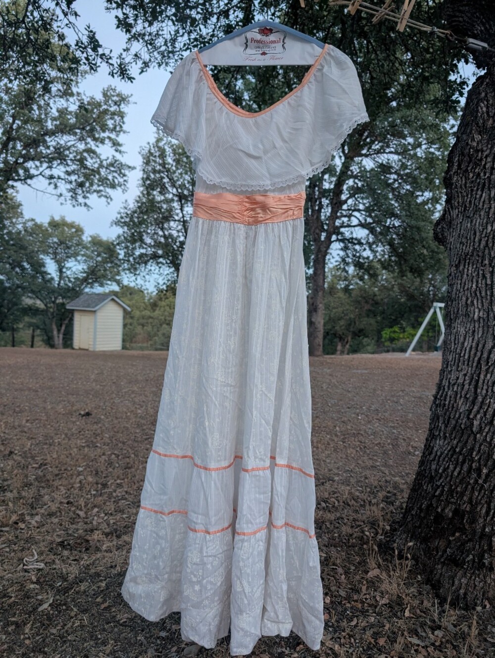Vintage 70's Jody T maxi dress with flutter sleeves